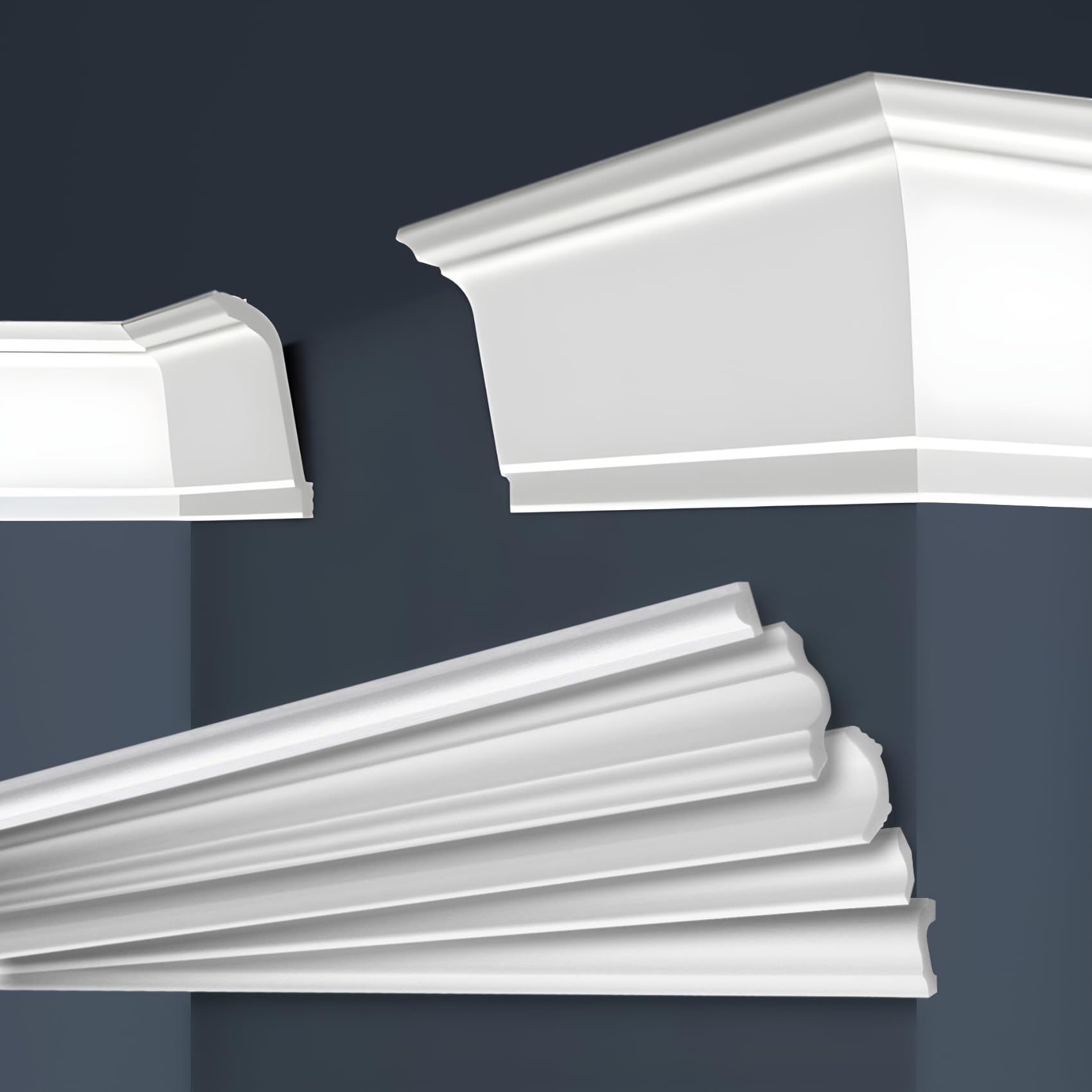 MARBET DESIGN Stuckleisten XPS Styropor weiß - Deckenleisten Zierleisten Eckleisten Dekorbau E-Leisten - (40 Meter / 20 Leisten E-37)