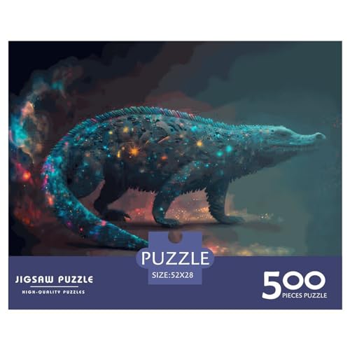 500 Teile Puzzle Geist Tier Krokodil Puzzles für Erwachsene Holzbrettpuzzles Anspruchsvolles Spiel 500 Teile (52x38cm)