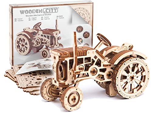 Wooden.City Holzmodellbausatz zum Bauen - Traktor - Mechanisch - Geburtstag Jugendliche und Erwachsene - 3D Puzzle DIY Spielzeug - Laser Cut WR318