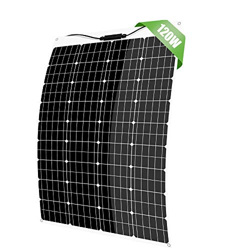 Giosolar Solarmodul, 120 W, 18 V, 12 V, flexibel, monokristallines Solarmodul, für Wohnmobil, Boot, Wohnwagen, 12 V Batterie Laden