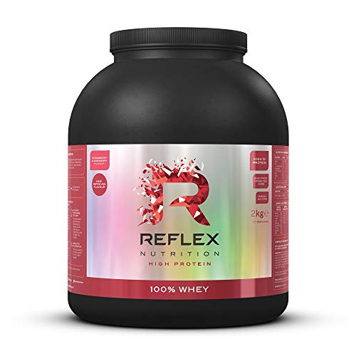 Reflex Nutrition 100% Whey Protein-Pulver mit Aminosäuren – 2kg, Erdbeere&Himbeere