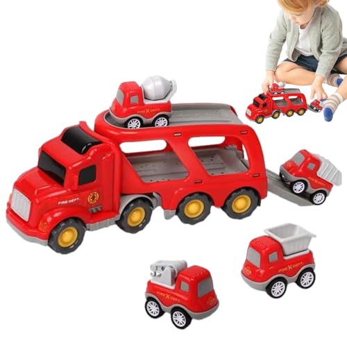 NEFLUM Push-and-Go-Baufahrzeuge, Spielzeugautos mit Reibungsmotor | 5-in-1-LKW-Baufahrzeug-Spielzeugset,Baufahrzeug-Spielzeugset, interaktives Rennfahrzeug-Set, reibungsbetriebenes Spielset für Kinder