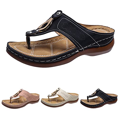 Prevently Sandalen Frauen,Sandalen für Frauen Dressy,Damen Sandalen Offene Zehe Hausschuhe Flip Flops Schuhe Sommer Casual Bequem Clip Toe Flip Flop Strand Reisen Wandern Sandalen (Black, 41)