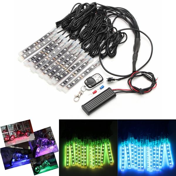 12x LED-Fernbedienungs-Wireless-Neon-Lichtstreifen-Kit für Auto, LKW, Lastwagen, Boot und Motorrad