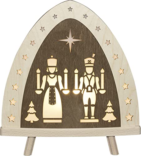 Weigla LED Lichterbogen "Engel und Bergmann, Erzgebirge", Weihnachtsdeko aus Holz