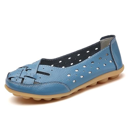 Stylendy Orthopedic Loafers, Orthopedic Loafers in Breathable Leather, Casual Leather Fashion Flats Breathable Shoes (Blue,42)