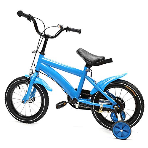 sujrtuj 14 Zoll Kinder Kinderfahrrad Mit Stützräder Unisex Lernen Dreirad Fahrrad Blau