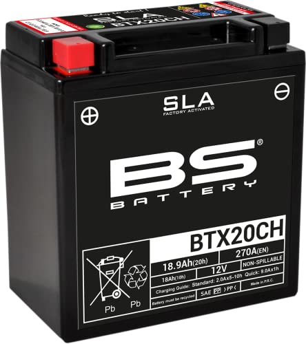 BS Battery 300766 BTX20CH AGM SLA Motorrad Batterie, Schwarz