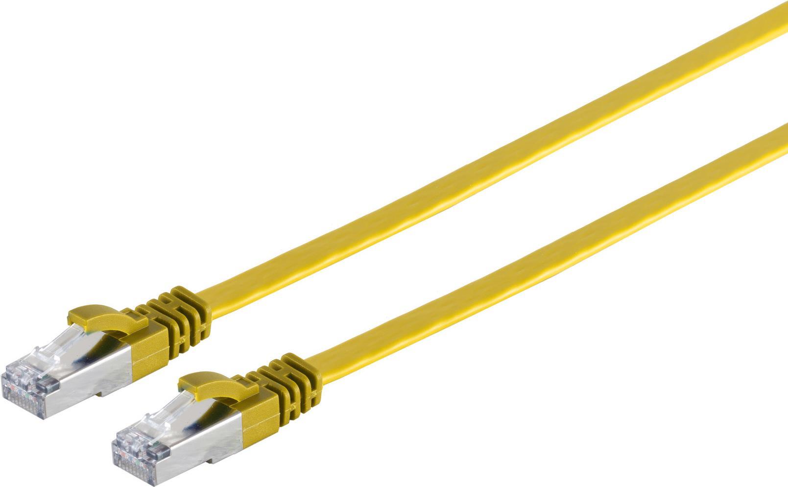 S/CONN maximum connectivity Netzwerkkabel-RJ45 Patchkabel-Flachkabel, Flat U/FTP m.Cat.7 Rohkabel, slim, gelb, 3,0m (75513-SLY)