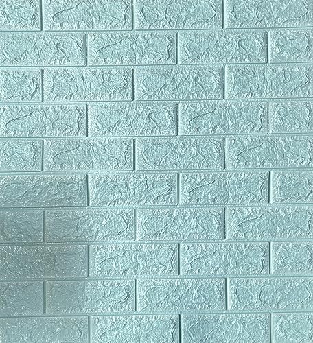 3D Tapete Wandpaneele Selbstklebend Ziegelstein Wasserdicht Wandaufkleber Tapete Wandpaneele selbstklebend Moderne Wandverkleidung in Steinoptik schnelle & leichte Montage (5 Stück, Türkis)