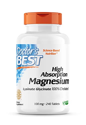 Doctor's Best, High Absorption Magnesium, 100% chelatiert mit TRAACS, mit Glycin und Lysin, 240 vegane Tabletten, Laborgeprüft, Sojafrei, Glutenfrei, Ohne Gentechnik