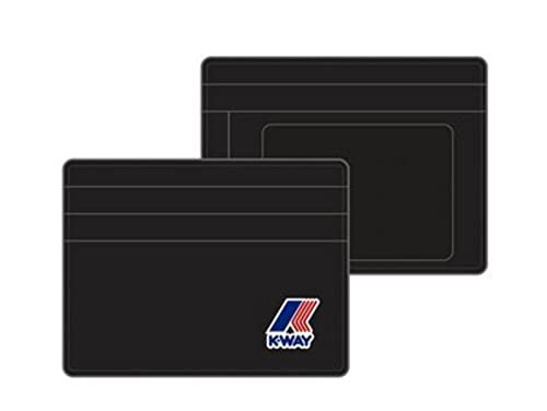 K-way Kartenhalter Unisex Reva Art. K61185W aus wasserdichtem Nylon, mit Fächern und Netztasche, Black Pure, Kartenhalter
