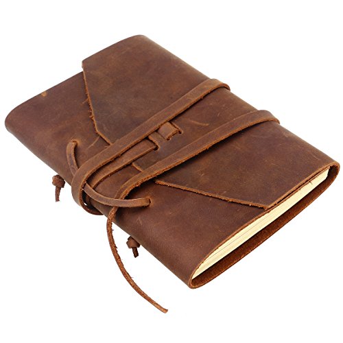 NUOLUX Tagebuch Leder Vintage Leder Notizbuch mit handgefertigten Bindung Seil für Geschenk (braun)