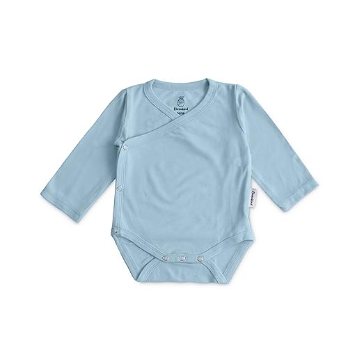 Ehrenkind® Baby-Body Wolle Seide Body | 70% Schurwolle - 30% Seide Body Baby Langarm | Schlupfbody 74/80 Hellblau