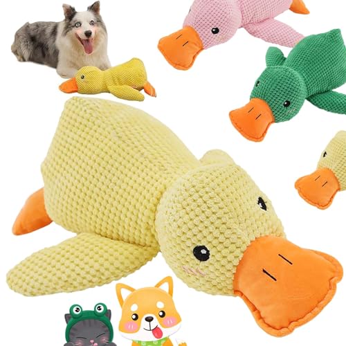 Wjfrnk The Mellow Dog Beruhigende Ente Hundespielzeug, beruhigende Ente, beruhigende gelbe Ente, emotionale Unterstützung, Ente für Hunde, gelbe Ente (gelb)