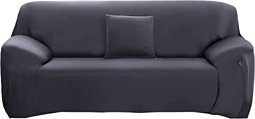 ele ELEOPTION Sofabezug Elastische Sofa Überwurf Couchbezug mit Anti-Rutsch-Schaumstoffe (Grau 4 Sitzer)