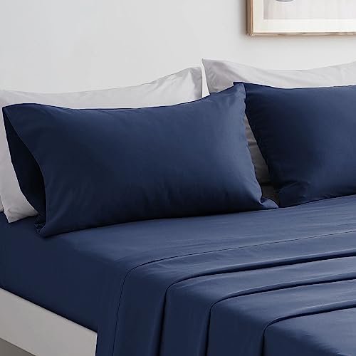 FARFALLAROSSA Komplettes Bettwäsche-Set für Doppelbetten, Bettlaken und Kissenbezüge, Mikrofaser, für Bett mit 180 cm, Blau