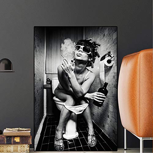 Sexy Schönheit Schwarz Weiß Frau Leinwand Malerei Poster und Drucke Skandinavische Wandkunst Bild für Wohnzimmer Toilette Dekor 70x100cm Rahmenlos