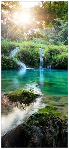 Wallario Selbstklebende Türtapete Türkisgrüner See im Nationalpark in Guatemala - Türposter 93 x 205 cm Abwischbar, rückstandsfrei zu entfernen