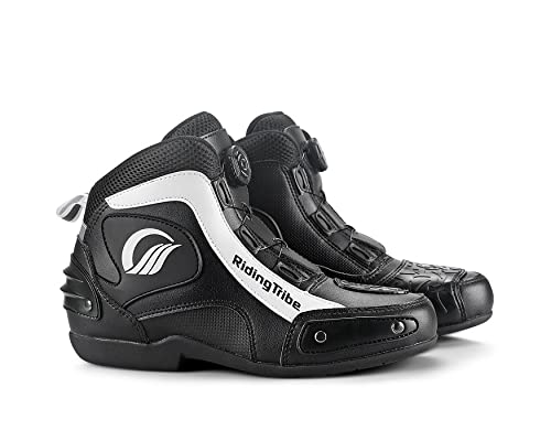 Motorrad Stiefel Schuhe für Motorradfahrer Rutschfest Atmungsaktiv, Schwarz , 45 EU