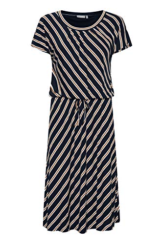 fransa Damen Kleid Jerseykleid 20609071, Größe:XS, Farbe:Navy Blazer Mix (200119)