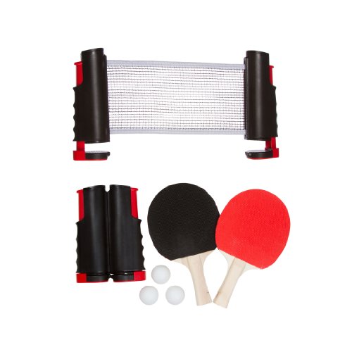 Trademark Innovations Tragbares und leichtes Tischtennisspiel-Set (rot)