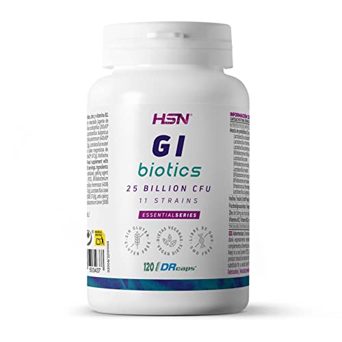 HSN GI BIOTICS Gastrointestinal Health Probiotic | 25 Milliarden KBE's | 4-Monats-Versorgung | 11 Lactobacillus- und Bifidobacterium-Stämme + Inulin + FOS | Vegan, glutenfrei, laktosefrei, 120 Veg Cap
