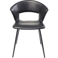 Kare Design Stuhl Reunion, moderner Schwarzer Esszimmerstuhl ohne Armlehnen mit Ziernaht, mit Gebogener Rückenlehne und Metallfüßen, (H/B/T) 77x57x52cm