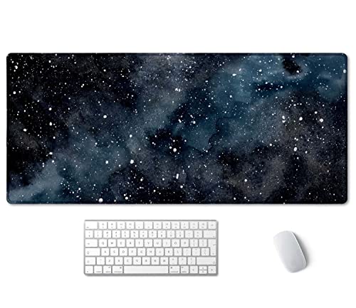 SSOIU Erweitertes Gaming-Mauspad (90.2x39.9 cm) Dark Starry Deep Space Schreibtischunterlage, Schreibtischunterlage für Zuhause, Büro, Galaxy-Schreibtischunterlage, niedliche Schreibtischunterlage