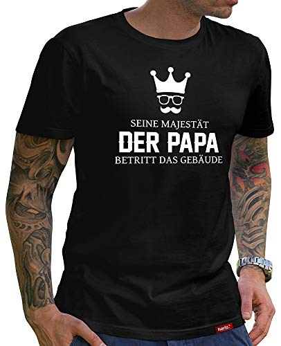HARIZ Herren T-Shirt Papa Collection 36 Designs Wählbar Schwarz Vatertag Weihnachten Männer Geschenk Karte Urkunde Papa18 Seine Majestät Der Papa 3XL