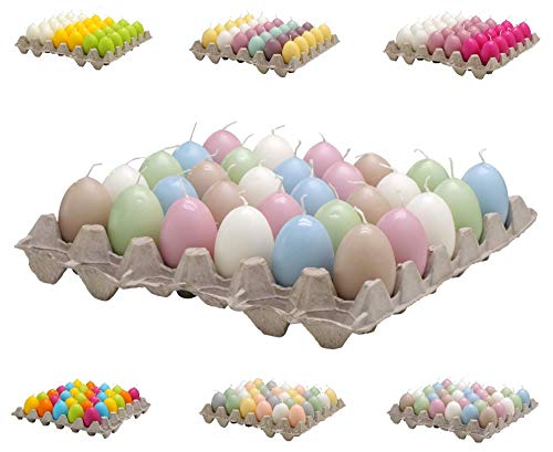 Hochwertige Eikerzen/Ostereier Kerzen - Bunter Mix - Eierkerzen Ostern - Dekoration (Farbmix (3), Höhe: 6 cm (30 Stück))