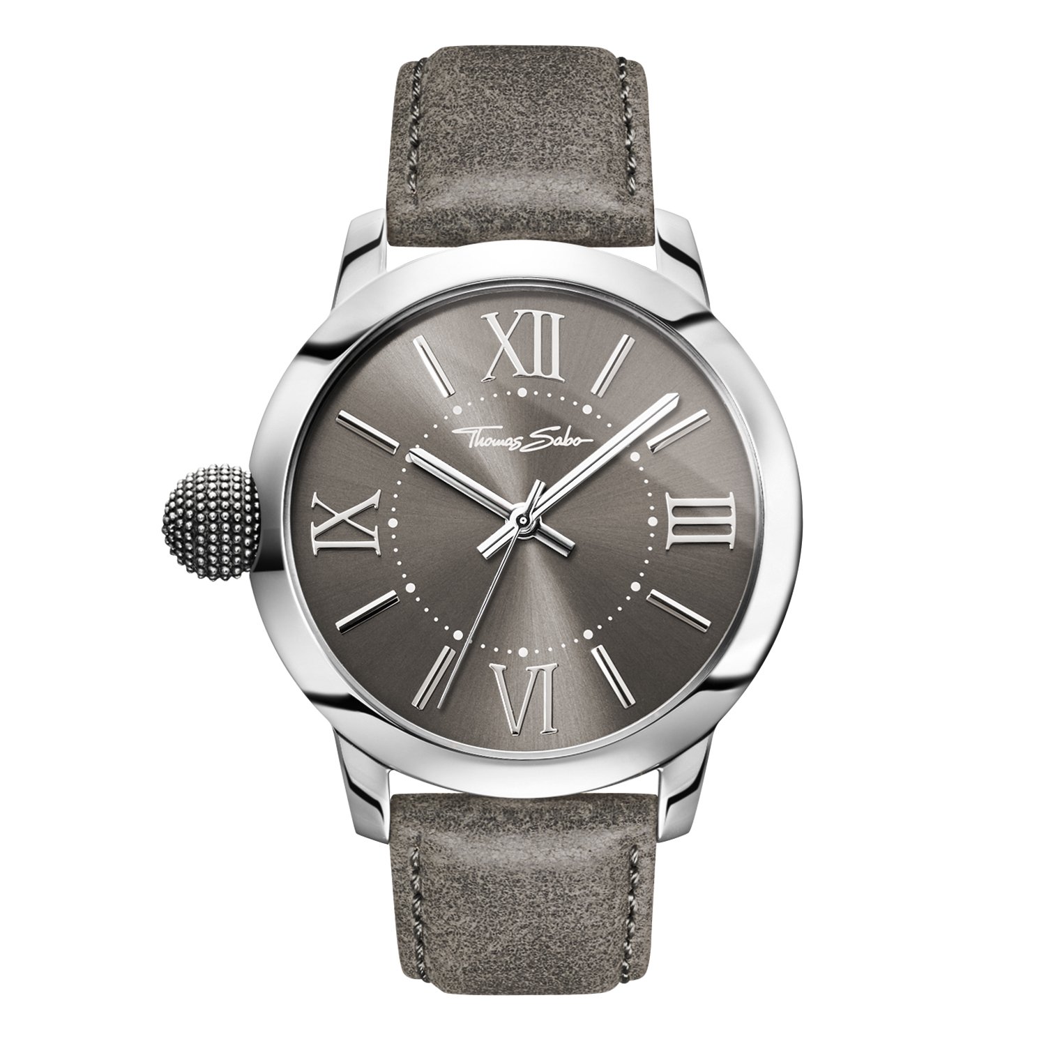 THOMAS SABO Herren Analog Quarz Uhr mit Leder Armband WA0294-273-210-46 mm