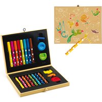 Djeco DJ09010 Farbkasten Stiftekoffer Farbenbox für Kleine zum bemalen und gestalten