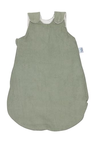 pic Bear Premium Babyschlafsack aus Jersey-Baumwolle – Atmungsaktiv, Mitwachsend und für Ganzjahres-Nutzung mit verstellbaren Größen (Kord frosty green, 62/68)
