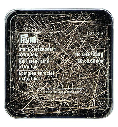 Prym 024816 Stecknadeln, 0,60 x 30mm, silberfarbig, 250g, Kunststoffdose