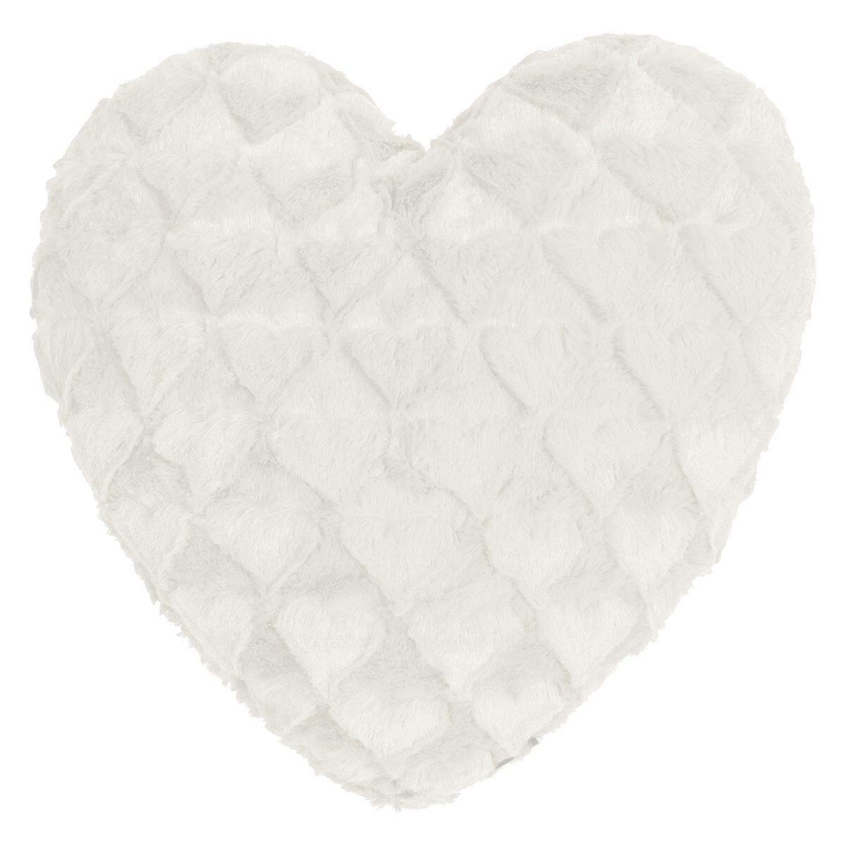 MAGMA Dekokissen Fluffy Hearts Weiss, Dekokissen gefüllt 40x35 cm