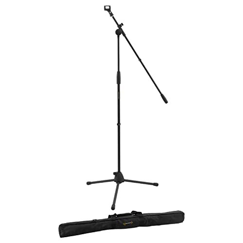 World Rhythm Mikrofonständer und Mikrofonclip – höhenverstellbarer Mikrofonständer mit Stativfuß und Mikrofonclip und Tragetasche