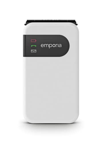 Emporia SIMPLICITYglam.4G Handy 4G für Senioren, hohe Lautstärke, 2,8 Zoll Farbdisplay, 3 Schnelltasten, große Tasten, Ladestation, Weiß (Italien)