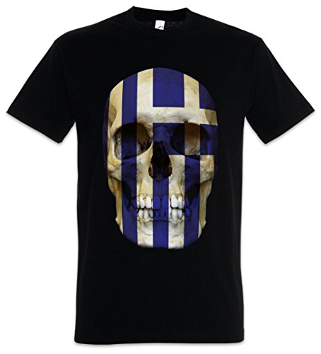 Urban Backwoods Classic Greece Skull Flag Herren T-Shirt Schwarz Größe 2XL