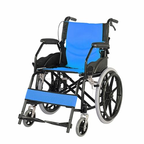 Behinderte Bequemer Rollstuhl Ältere Outdoor Bequemer Selbstfahrender Rollstuhl Klappbare WheelChairs,Blue