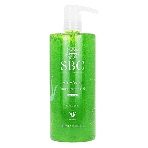 SBC Skincare - Feuchtigkeitsgel für Gesicht und Körper mit Aloe Vera - 1 L - Beruhigt, Schützt und Regeneriert die Haut - Feuchtigkeitscreme - Aloe Vera Moisturising Gel