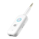 ByDiffer Bluetooth 5.2 Audio Sender Empfänger für Fernseher zu 2 Kabellosen Kopfhörern, Dual Link 3,5 mm Klinke, AptX Low Latency Aux Bluetooth Adapter für Auto, Flugzeug (Weiß)