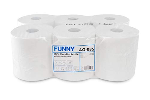 Funny Papierhandtuch-Rolle, Innenzug, 20 cm, 2-lagig, hochweiss, 1er Pack (1 x 6 Stück)