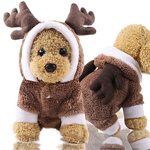Kostüme for Hunde Haustieranzug Welpenanzug Welpenanzug Kleiner, mittlerer und großer Hundeanzug Weihnachtshundeanzug Winterhundeanzug braun (Size : L)
