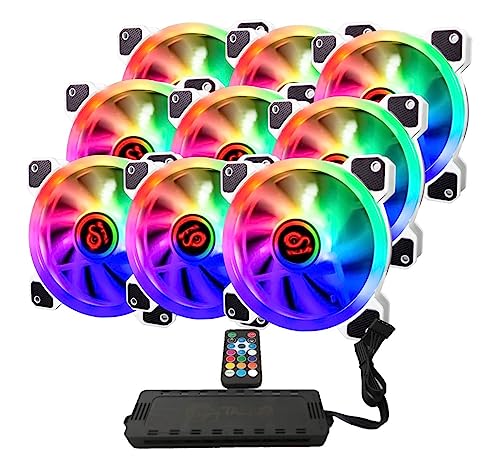 Talius Iris Spectrum ARGB/Cronos Ventilatoren 120mm Sweep-Effekte, Puls, Spirale, Doppelring LED, Anschluss 6-polig (9 Fan WHT + CENTRALITA)