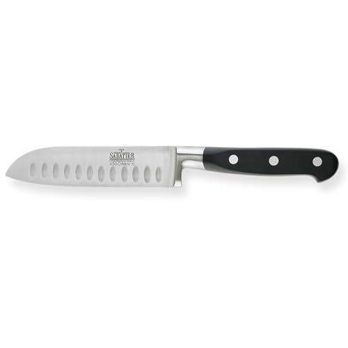 Richardson Sheffield V SABATIER Santoku-Messer mit Kullenschliff, 17,5 cm Klinge, extrem scharf, Profi Messer, Chefmesser, Universalmesser, spülmaschinenfest