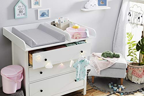 Rotho Babydesign Keil-Wickelauflage mit Steppoptik, Modern Square, Ab 0 Monate, 70x50x9,8cm, Perlsilber, 204440168CH