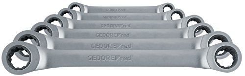 GEDORE red Doppelringratschenschlüssel-Satz gerade Form, metrisch, 6-teilig