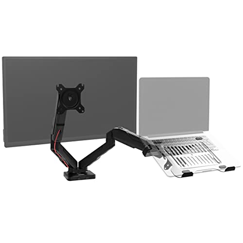 Duronic DMDCL1X1 Laptop- und Monitorhalterung | Ideal für Home Office | Monitor bis 27 Zoll | Display und Notebook bis 6,5 kg | Höhenverstellbar mit Gasdruckfeder | Pivot 360° | Bildschirm neigbar
