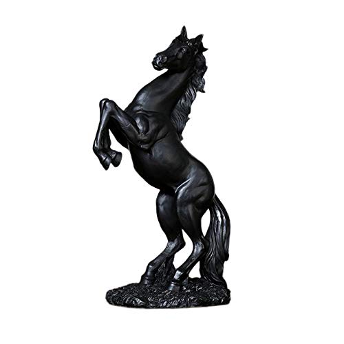 Fenteer Harz Statue Harz Springen Kampf Pferd Hengst Skulptur für Home Decor Tier Ornament Tisch Dekoration - Schwarz
